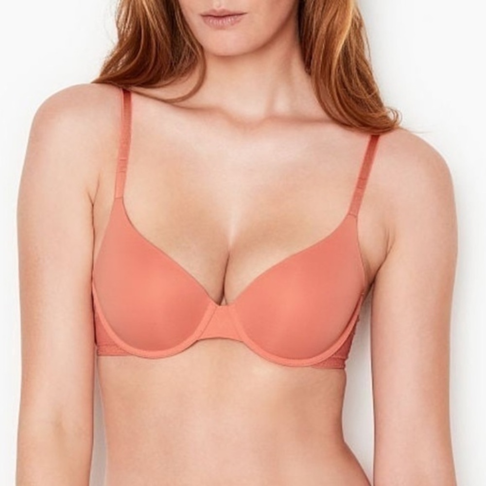 Victoria's Secret Coral Pink Demi Bra Lightly Lined Underwire 32B